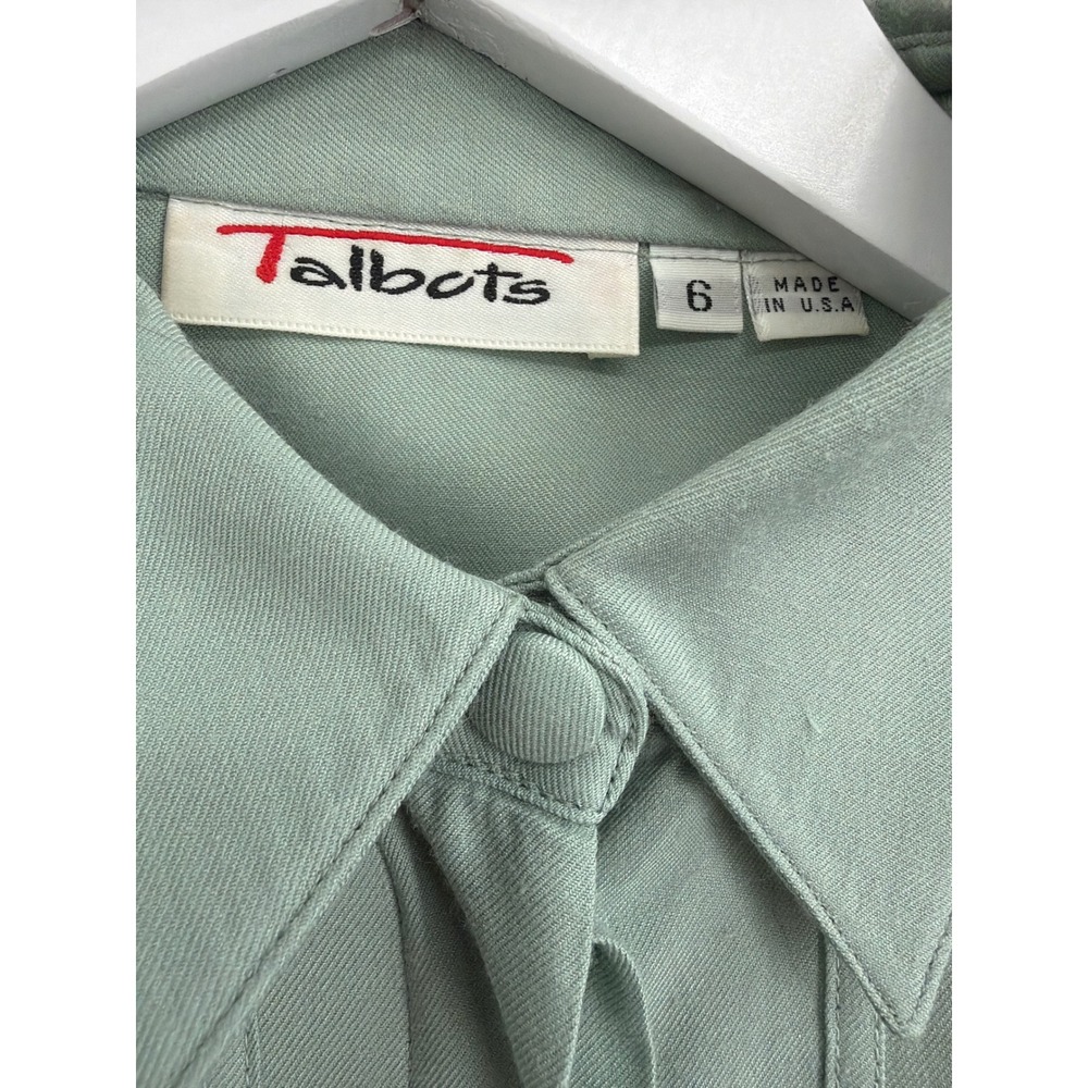 Vintage Talbots‎ Sage Green Pintuck Look Long Sleeve Blouse Size 6 Made in USA - Picture 6 of 8